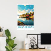 Aland Islands Vintage Travel Poster Ski National ポスター (ホームオフィス)