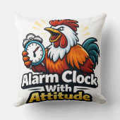 Alarm clock with attitude, roaster quote. クッション (裏面)