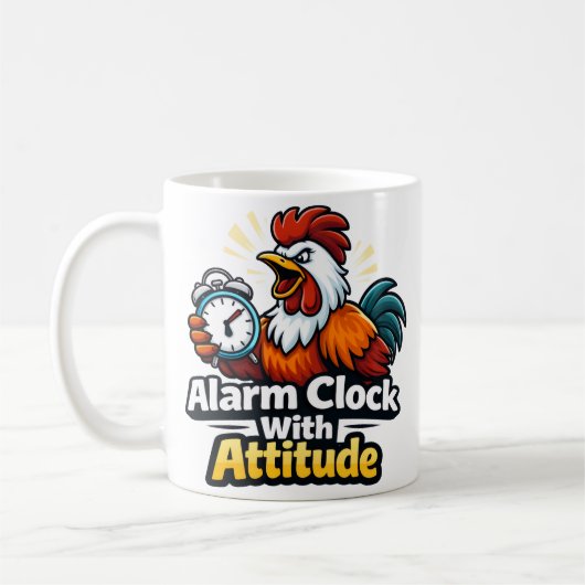 Alarm clock with attitude, roaster quote. コーヒーマグカップ (左)