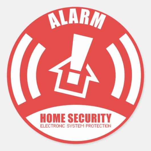 Alarm sticker warning security home ラウンドシール (正面)
