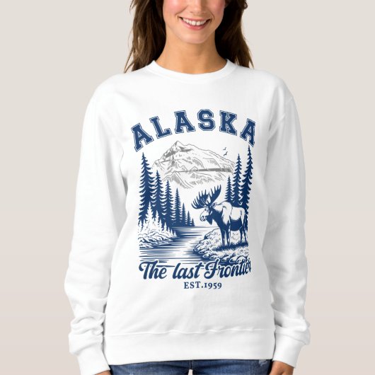 Alaska Adventure Landscape with Moose スウェットシャツ (正面)