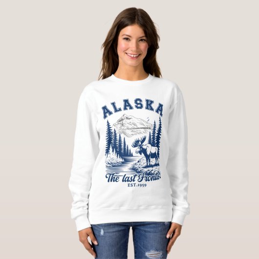 Alaska Adventure Landscape with Moose スウェットシャツ (正面フル)