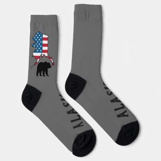 Alaska and Bear Silhouette, US Flag ソックス (右)