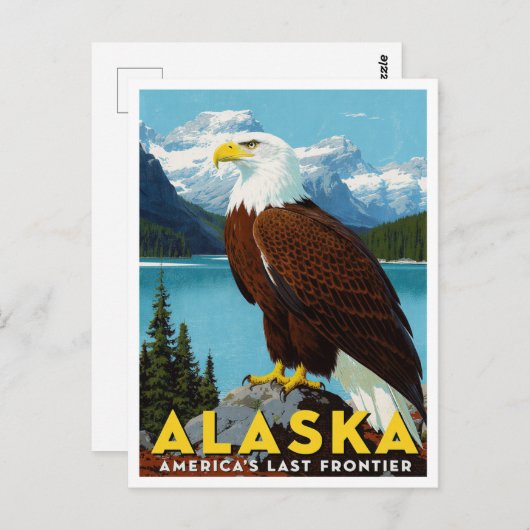 Alaska Bald Eagle Last Frontier Art ポストカード (正面/裏面)