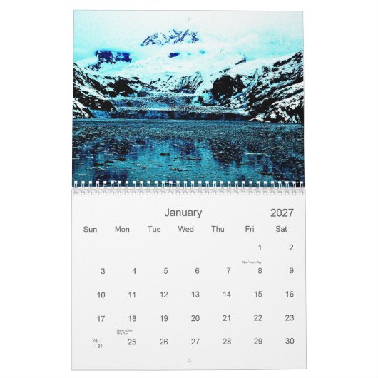 Alaska Calendar for 2026 カレンダー (1月 2027)