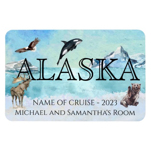 Alaska Cruise Cruising Custom Bear Moose Large マグネット (横)
