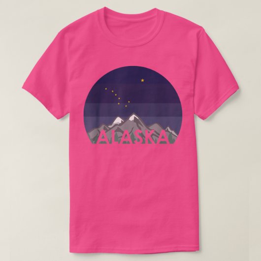 Alaska Cruise Mountains with Alaska Flag Stars Nig Tシャツ (デザイン正面)