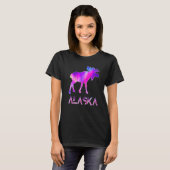 Alaska Day Moose Aurora Borealis At Night   Tシャツ (正面フル)