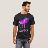 Alaska Day Moose Aurora Borealis At Night Tシャツ (正面フル)