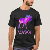 Alaska Day Moose Aurora Borealis At Night   Tシャツ (正面)