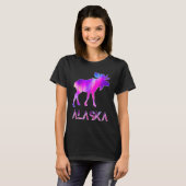 Alaska Day Moose Aurora Borealis At Night Tシャツ (正面フル)