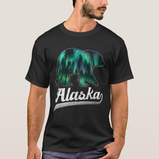 Alaska Day Northern Lights Souvenir Wildlife Lover Tシャツ (正面)