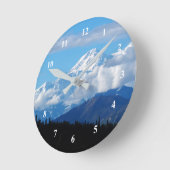 Alaska Denali Mountain Landscape写真 ラウンド壁時計 (傾斜)