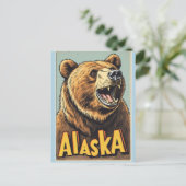 ALASKA GRIZZLY BEAR VINTAGE TRAVEL POSTCARD ポストカード (スタンド正面)