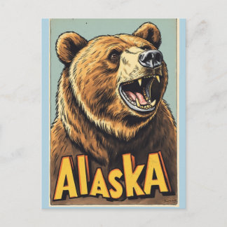 ALASKA GRIZZLY BEAR VINTAGE TRAVEL POSTCARD ポストカード