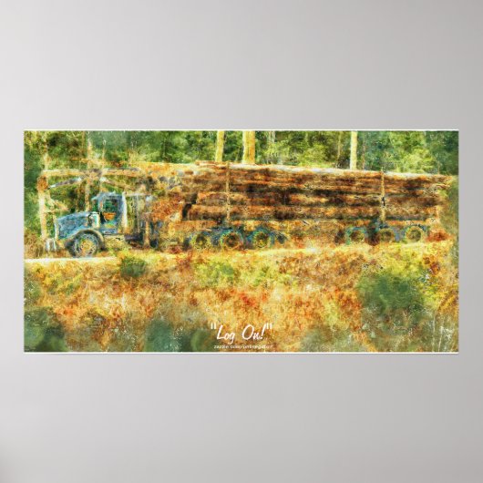 Alaska Highway Logging Truck Transport Art Poster ポスター (正面)