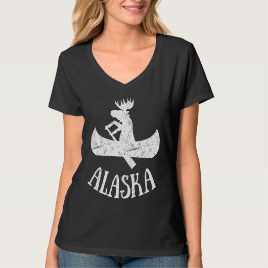 Alaska Moose Moose Canoe Vacation Tシャツ (正面)
