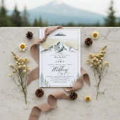 Alaska Mountain Denali Wilderness Neutral Wedding  招待状