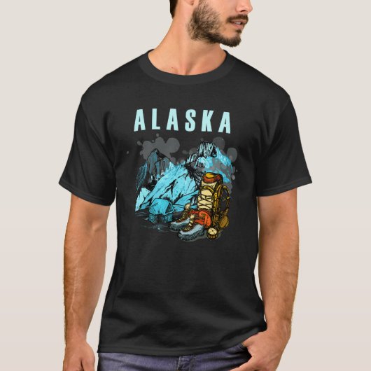 Alaska Mountains and Hikers Tourism vacation outfi Tシャツ (正面)