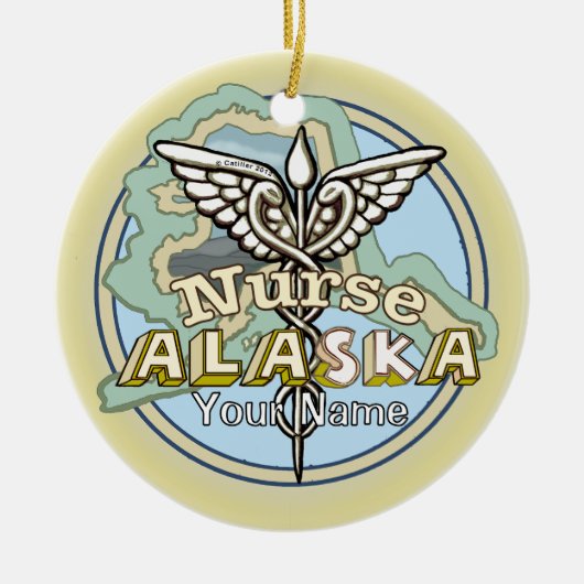 Alaska Nurse Caduceus セラミックオーナメント (正面)