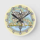 Alaska Nurse Caduceus ラウンド壁時計 (正面)
