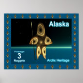 Alaska Postage- Fractal Inuit Hunter ポスター (正面)