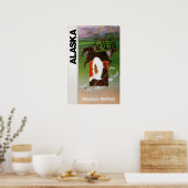 Alaska Print Western Airlines Travel Poster Alaska ポスター (キッチン)