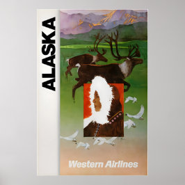Alaska Print Western Airlines Travel Poster Alaska ポスター