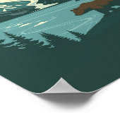 Alaska Retro Travel Grizzly Bear ポスター (角)