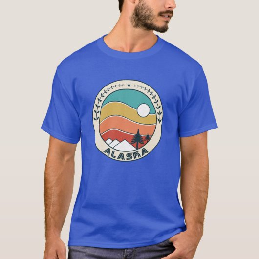 Alaska Retro Vintage Sunset Alaska Mountain Souven Tシャツ (正面)