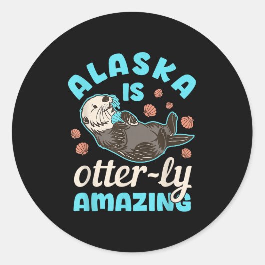 Alaska Sea Otter Vacation Souvenir  ラウンドシール (正面)