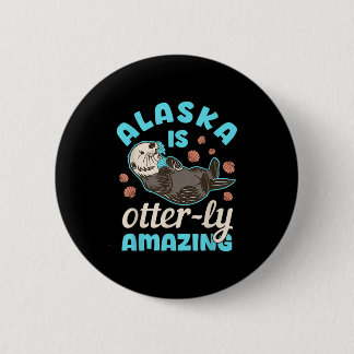 Alaska Sea Otter Vacation Souvenir  缶バッジ