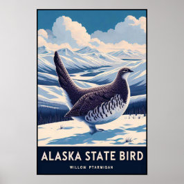 Alaska State Bird - Willow Ptarmigan Vintage  ポスター