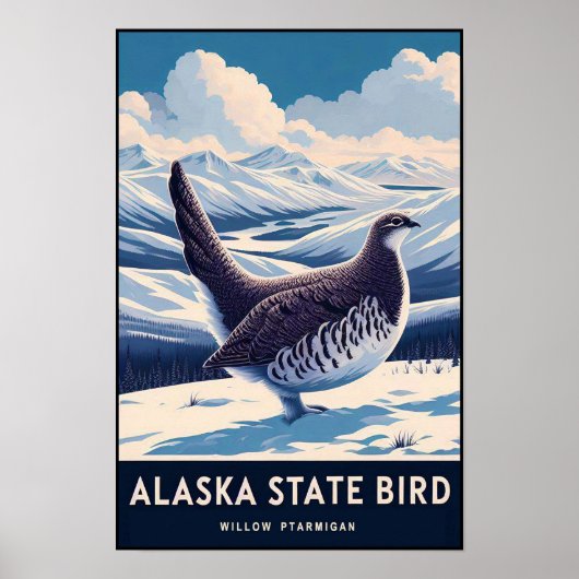 Alaska State Bird - Willow Ptarmigan Vintage  ポスター (正面)