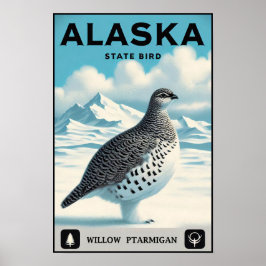 Alaska State Bird - Willow Ptarmigan Vintage  ポスター