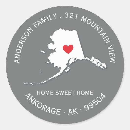 ALASKA State | New Home Address Label Sticker ラウンドシール (正面)