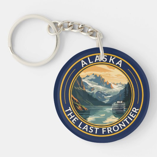 Alaska Travel Art Badge キーホルダー (正面)