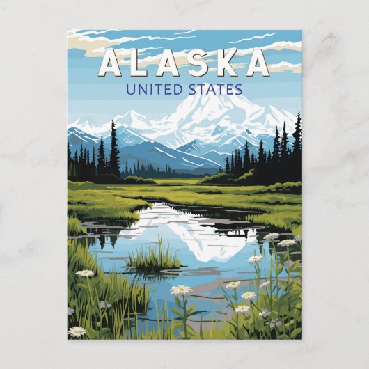Alaska Travel Art Vintage ポストカード (正面)