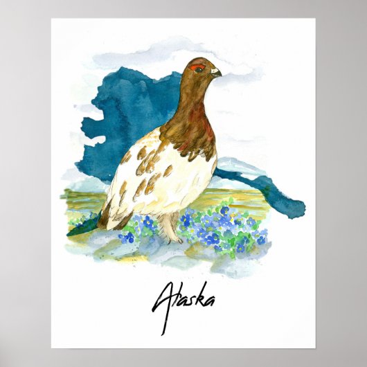 Alaska Tundra State Bird Forget Me Not ポスター (正面)