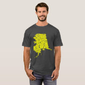 Alaska Typography Art Yellow and Navy Blue Oversiz Tシャツ (正面フル)