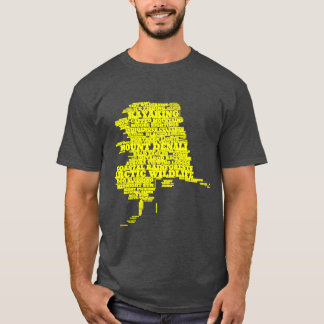 Alaska Typography Art Yellow and Navy Blue Oversiz Tシャツ