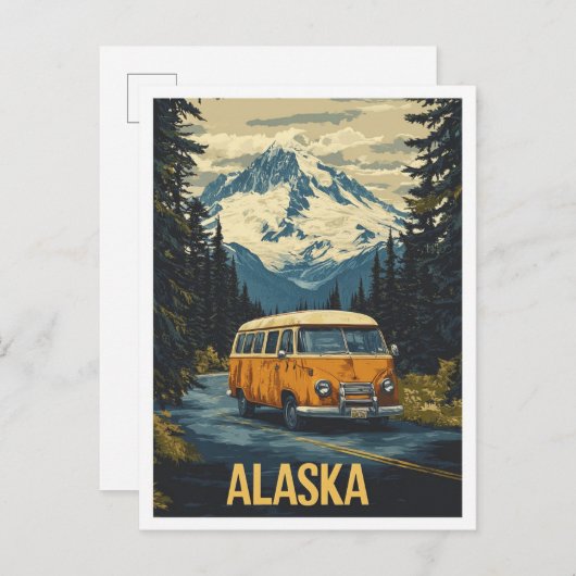 Alaska USA Vintage Illustration Travel ポストカード (正面/裏面)