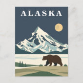 Alaska Vintage Travel Grizzly Bear ポストカード (正面)