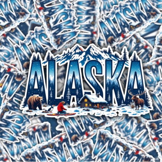 Alaska Wilderness Sticker | Winter Cabin Landscape シール