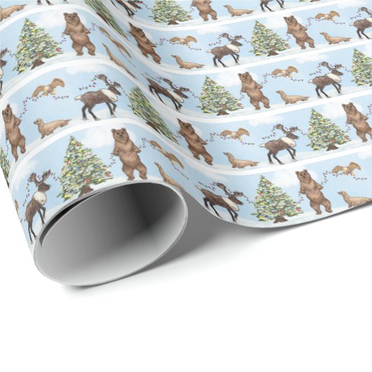 Alaska Wildlife Holiday Wrapping Paper ラッピングペーパー (ロールコーナー)