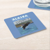 AlaskaBaldのワシのヴィンテージ旅行ポスター スクエアペーパーコースター (アングル)
