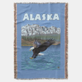 AlaskaBaldのワシのヴィンテージ旅行ポスター スローブランケット (正面縦)