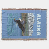 AlaskaBaldのワシのヴィンテージ旅行ポスター スローブランケット (正面)