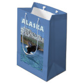 AlaskaBaldのワシのヴィンテージ旅行ポスター ミディアムペーパーバッグ (裏面アングル)