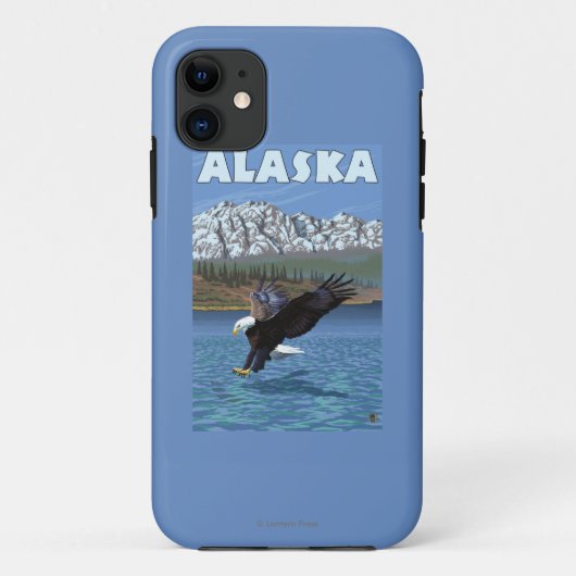 AlaskaBaldのワシのヴィンテージ旅行ポスター Case-Mate iPhoneケース (裏面)